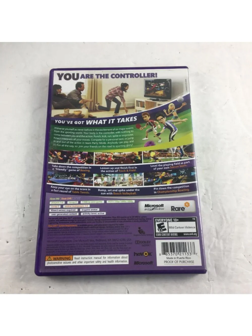 MICROSOFT XBOX 360 KINECT SPORTS MANUAL INCLUDED